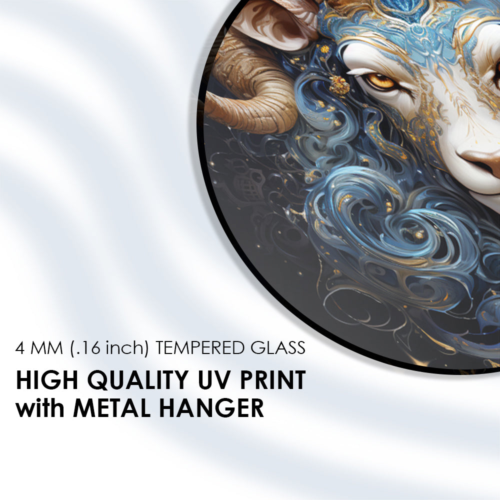 Aries Fire Sign Tempered Glass Art
