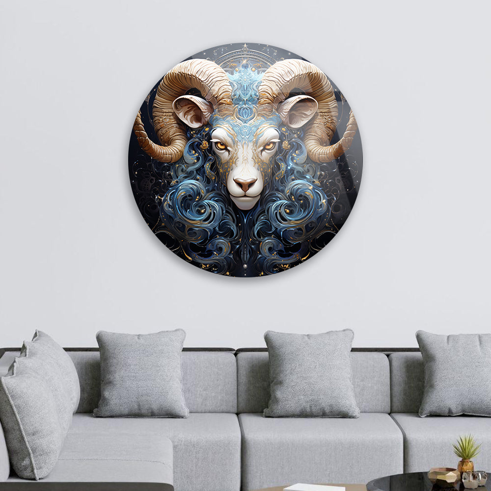 Aries Fire Sign Tempered Glass Art