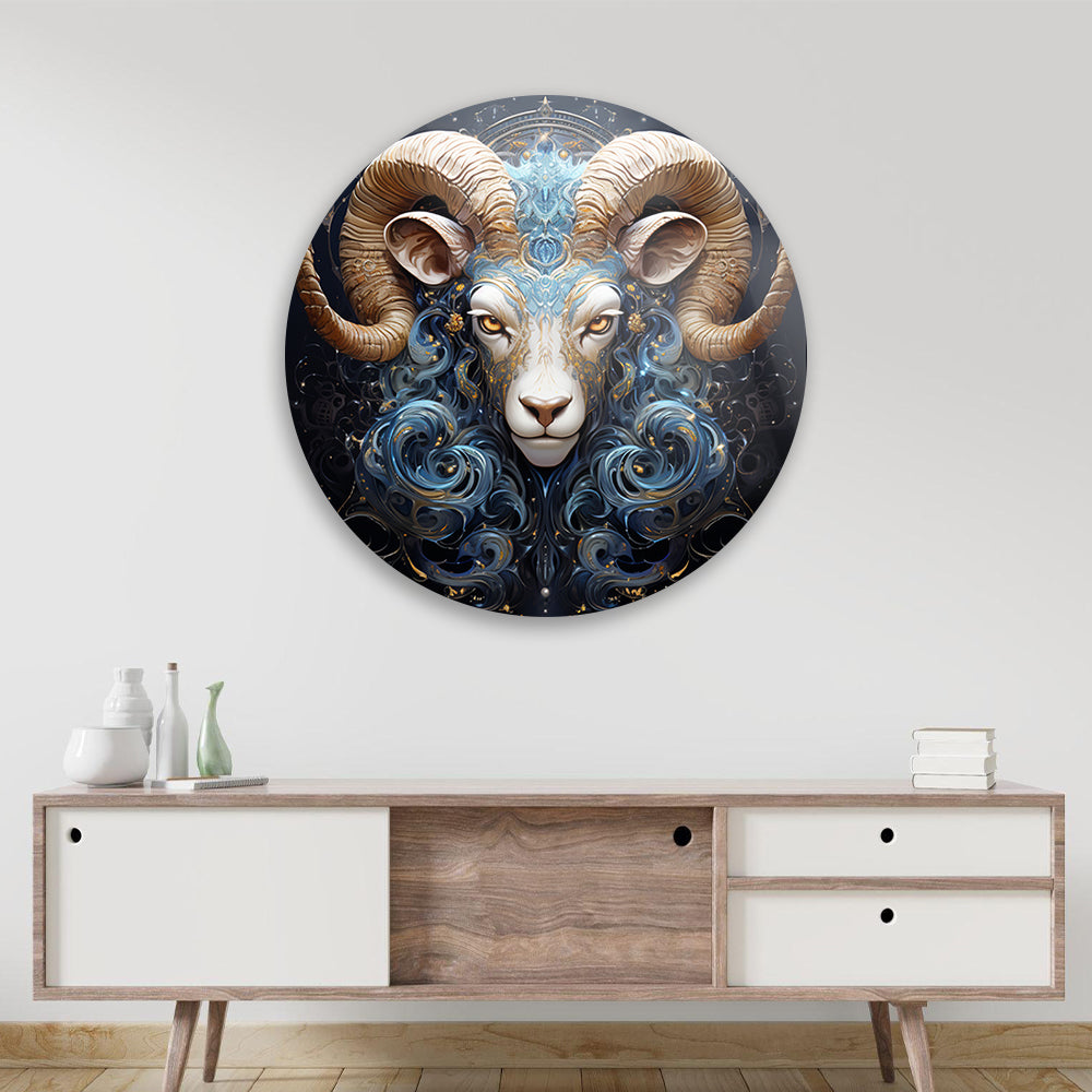 Aries Fire Sign Tempered Glass Art