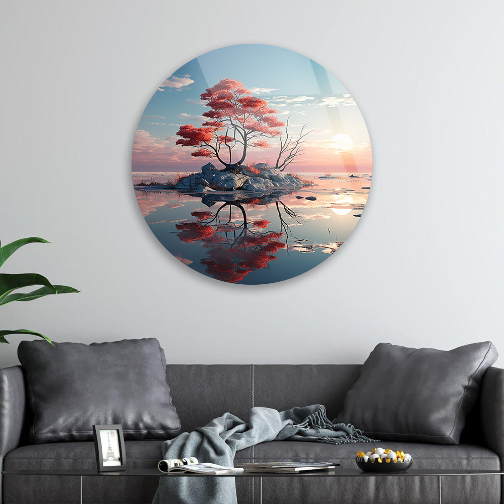 Serene Water Reflections Glass Art