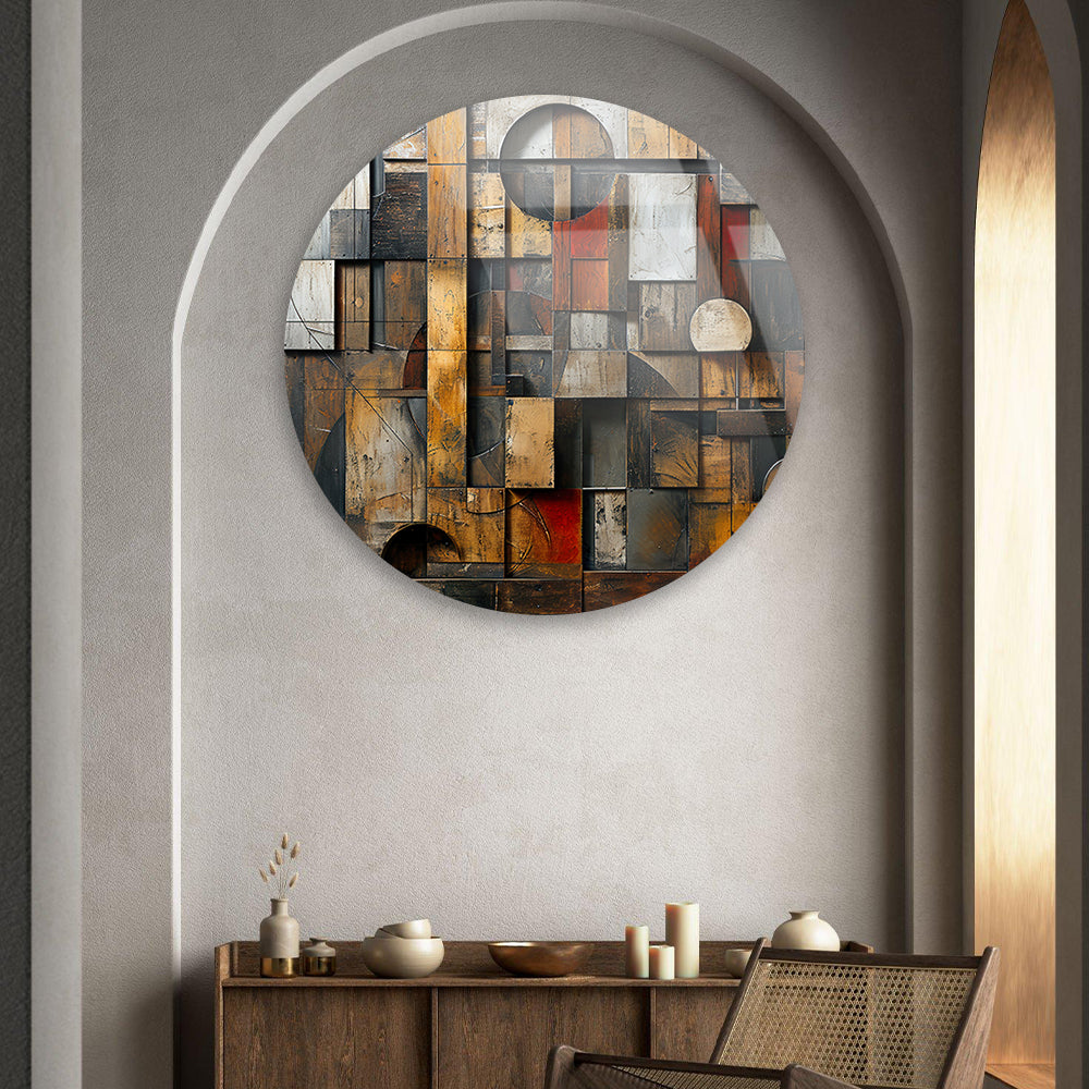 Geometric Wood Fusion Glass Art