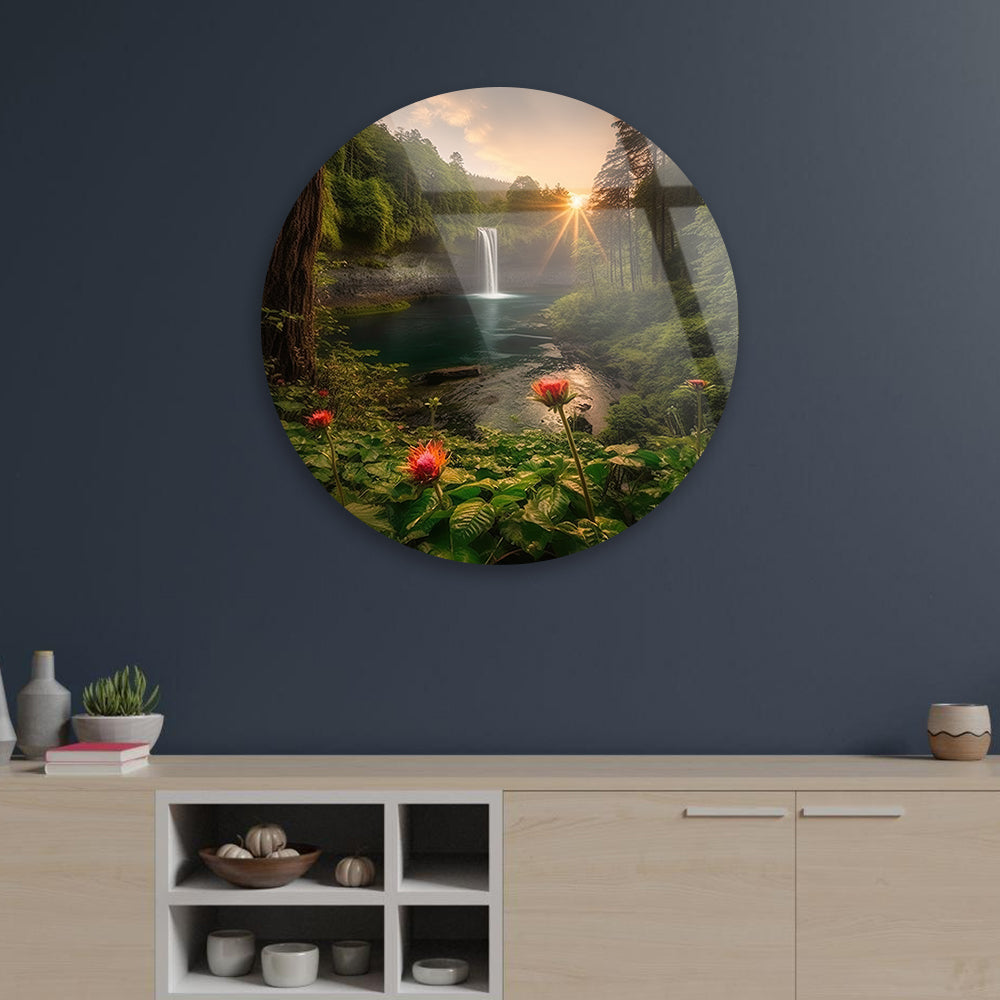 Jungle Cascade Glass Wall Art