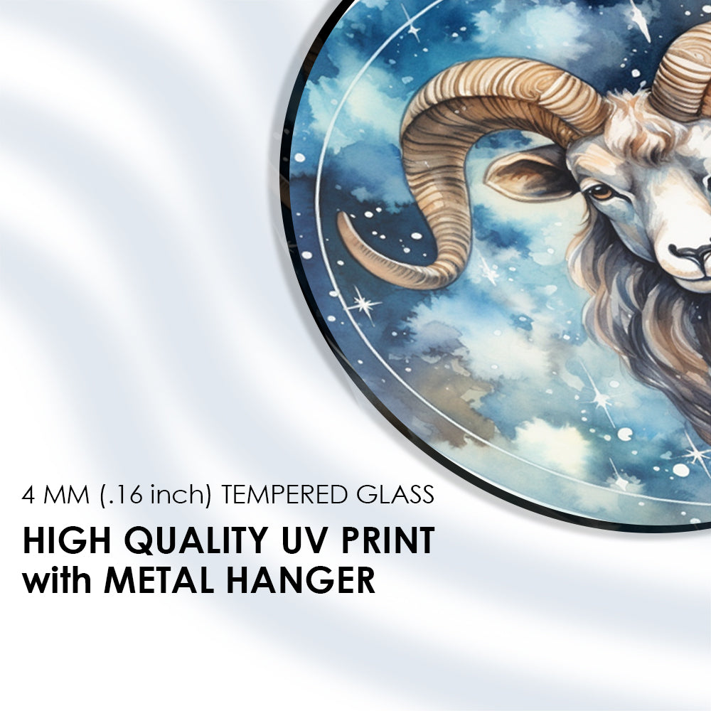 Capricorn Emblem Tempered Glass Art