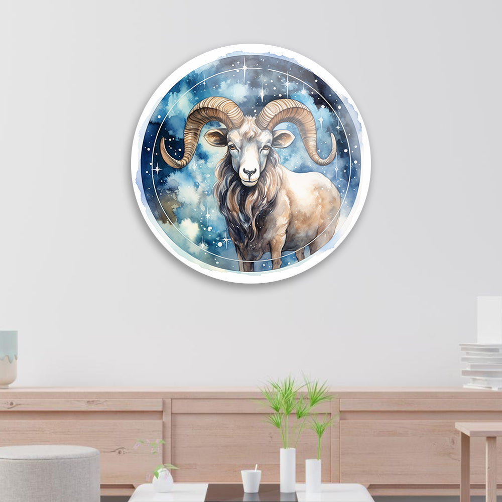 Capricorn Emblem Tempered Glass Art