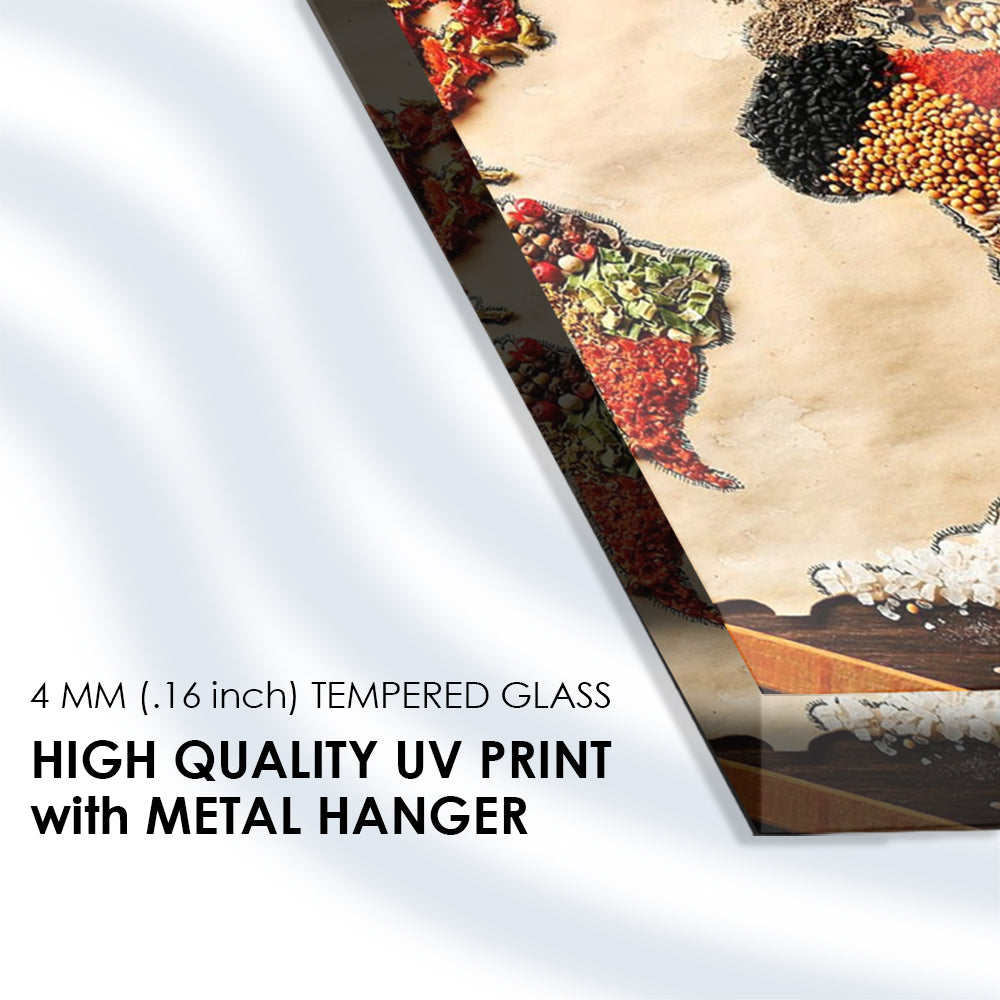Spice World Map: Tempered Glass Art