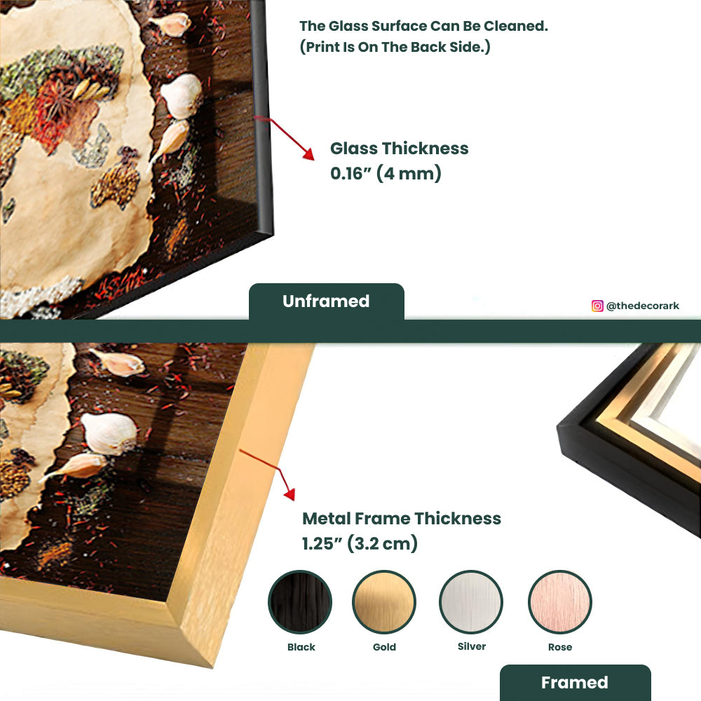Spice World Map: Tempered Glass Art