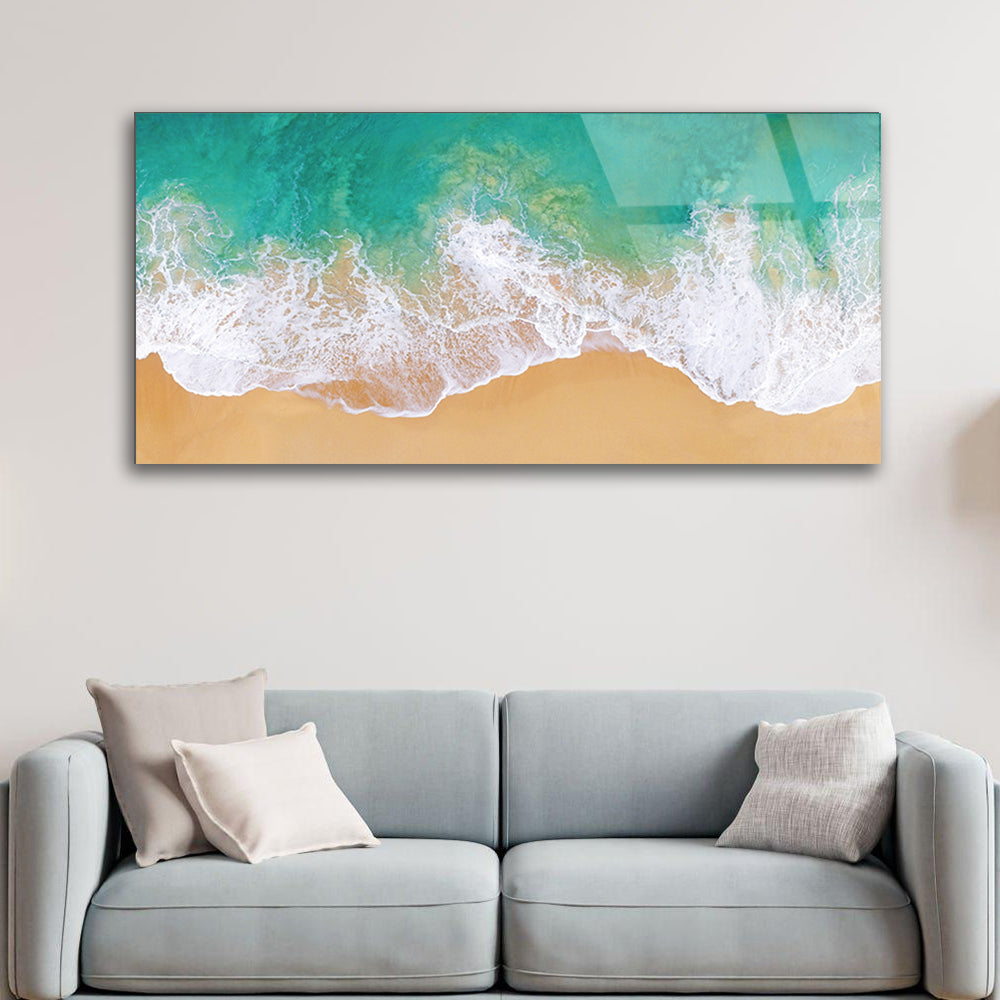 Blue Sky and Calm Waters: Serenity on a Glass Frame at Sunrise