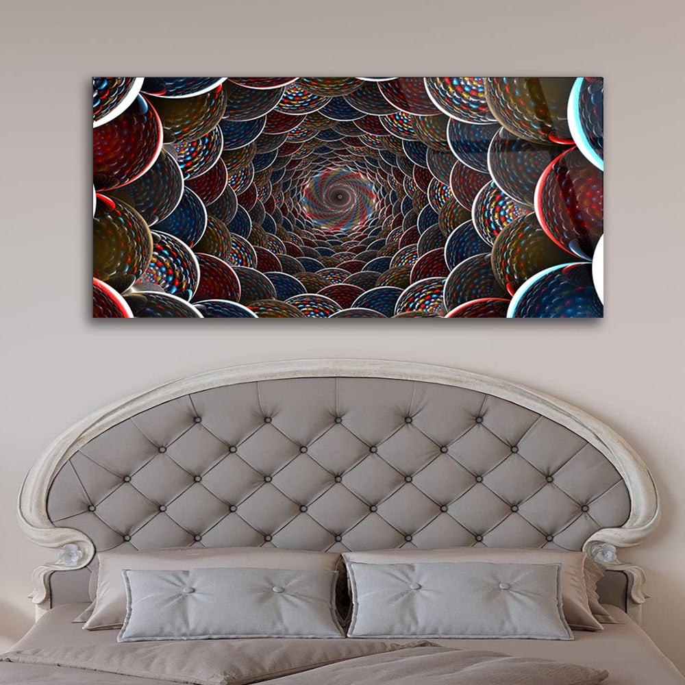 Colorful Harmony of Curve Shapes in Abstract Art on Glass