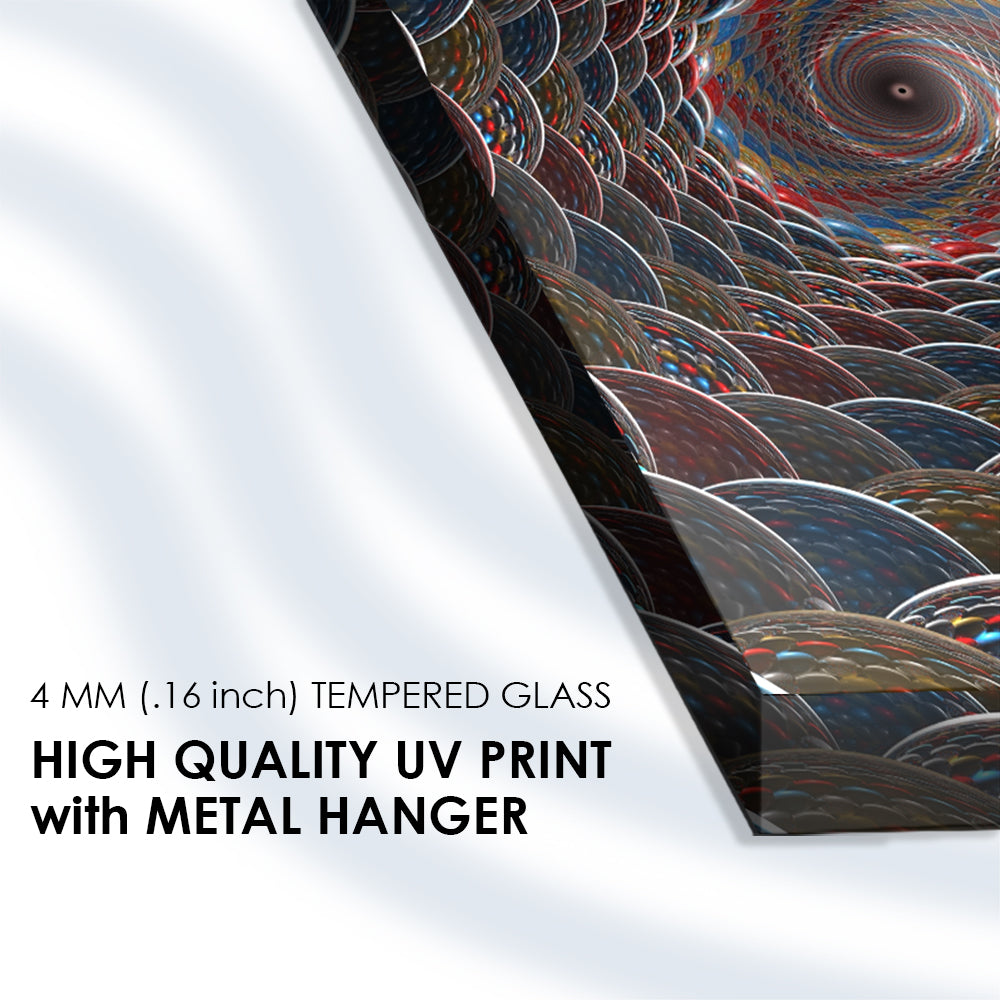 Colorful Harmony of Curve Shapes in Abstract Art on Glass