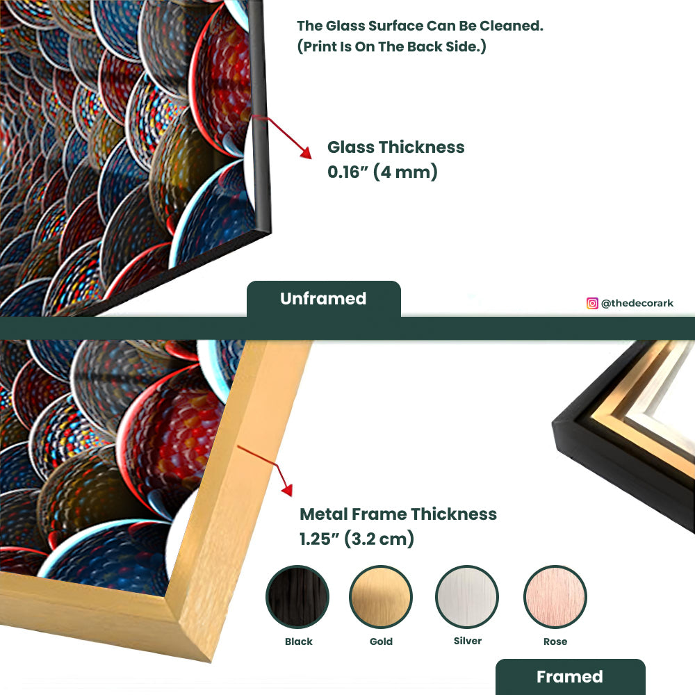 Colorful Harmony of Curve Shapes in Abstract Art on Glass