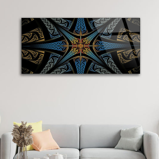 Fractal Cross Intrigue: Abstract Art Captured on Glass