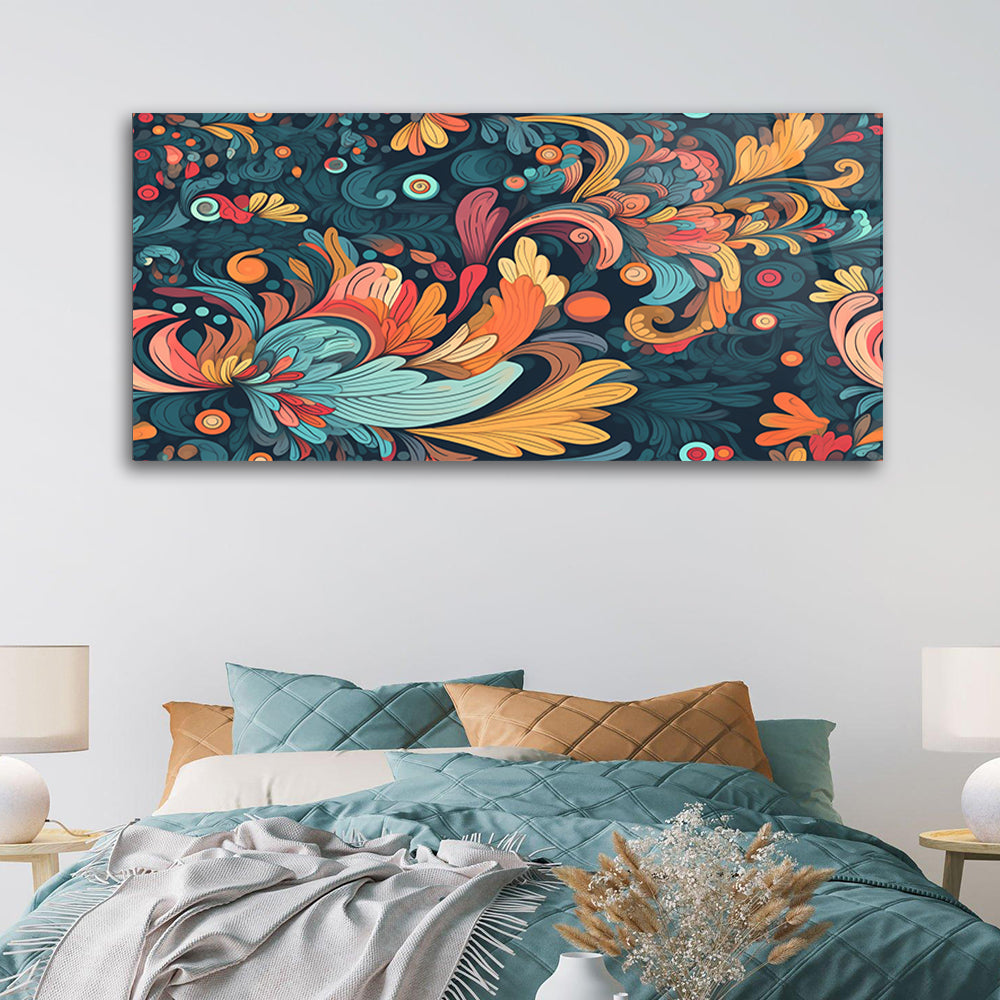Abstract Botanical Bliss: Colorful Floral Pattern on Glass