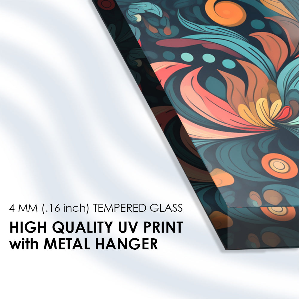 Abstract Botanical Bliss: Colorful Floral Pattern on Glass