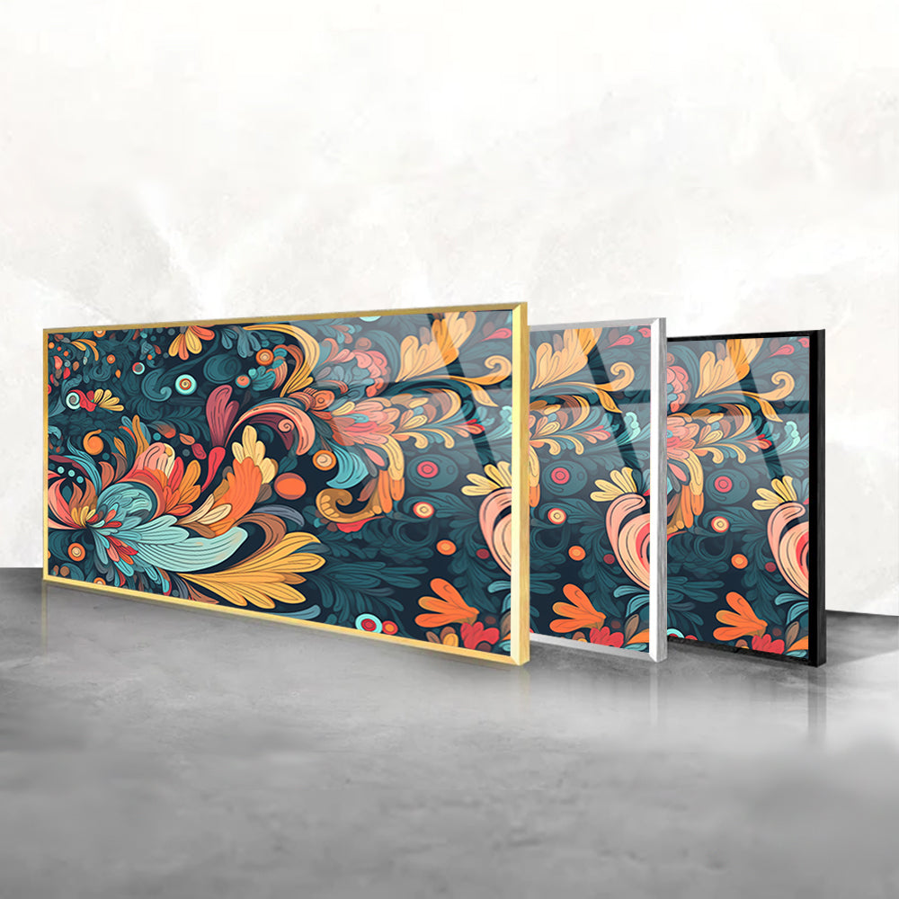 Abstract Botanical Bliss: Colorful Floral Pattern on Glass