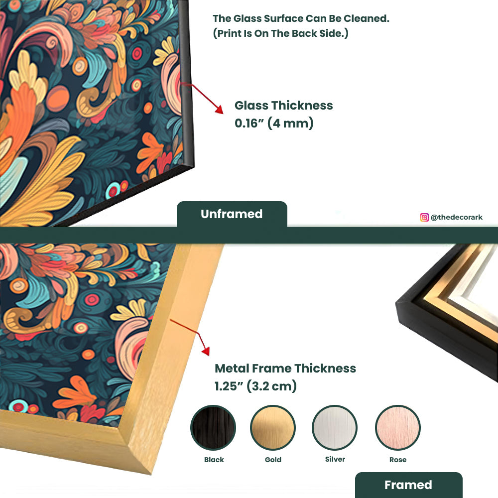 Abstract Botanical Bliss: Colorful Floral Pattern on Glass