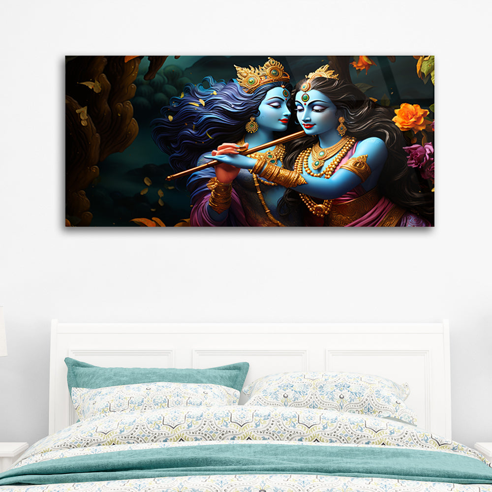 Eternal Embrace: Radha Krishna Portrait by Visionaries