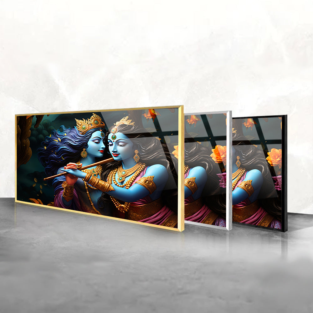 Eternal Embrace: Radha Krishna Portrait by Visionaries
