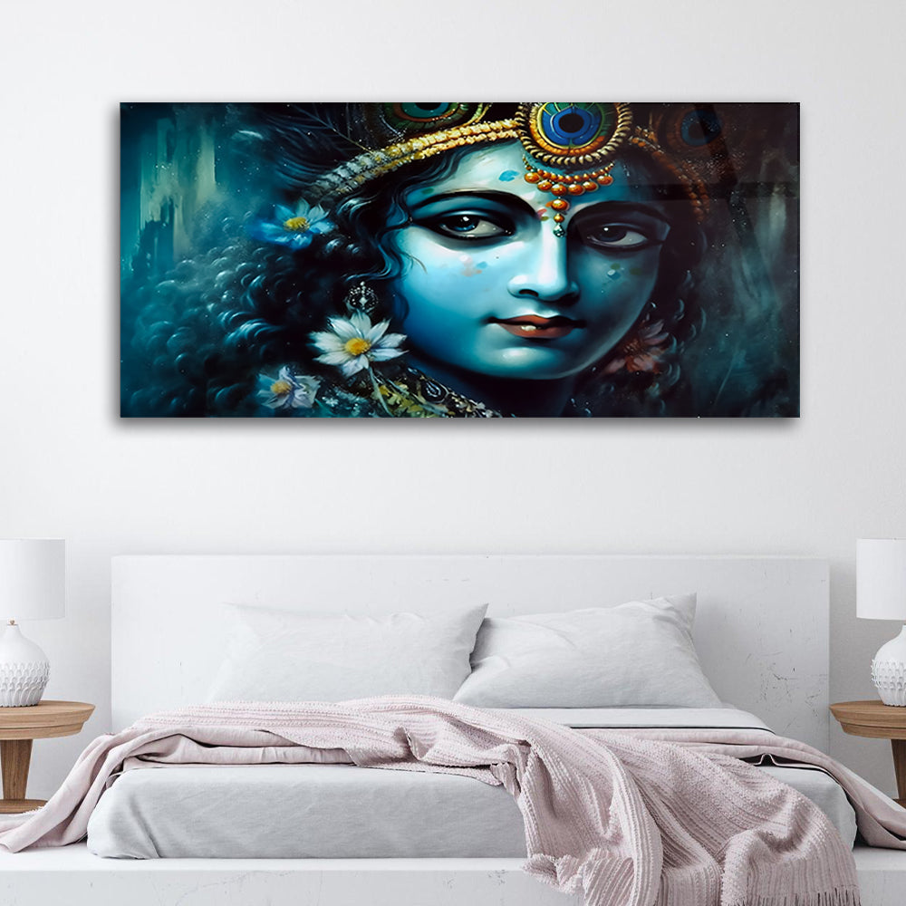 Krishna's Melody: Hindu God Krishna Painting