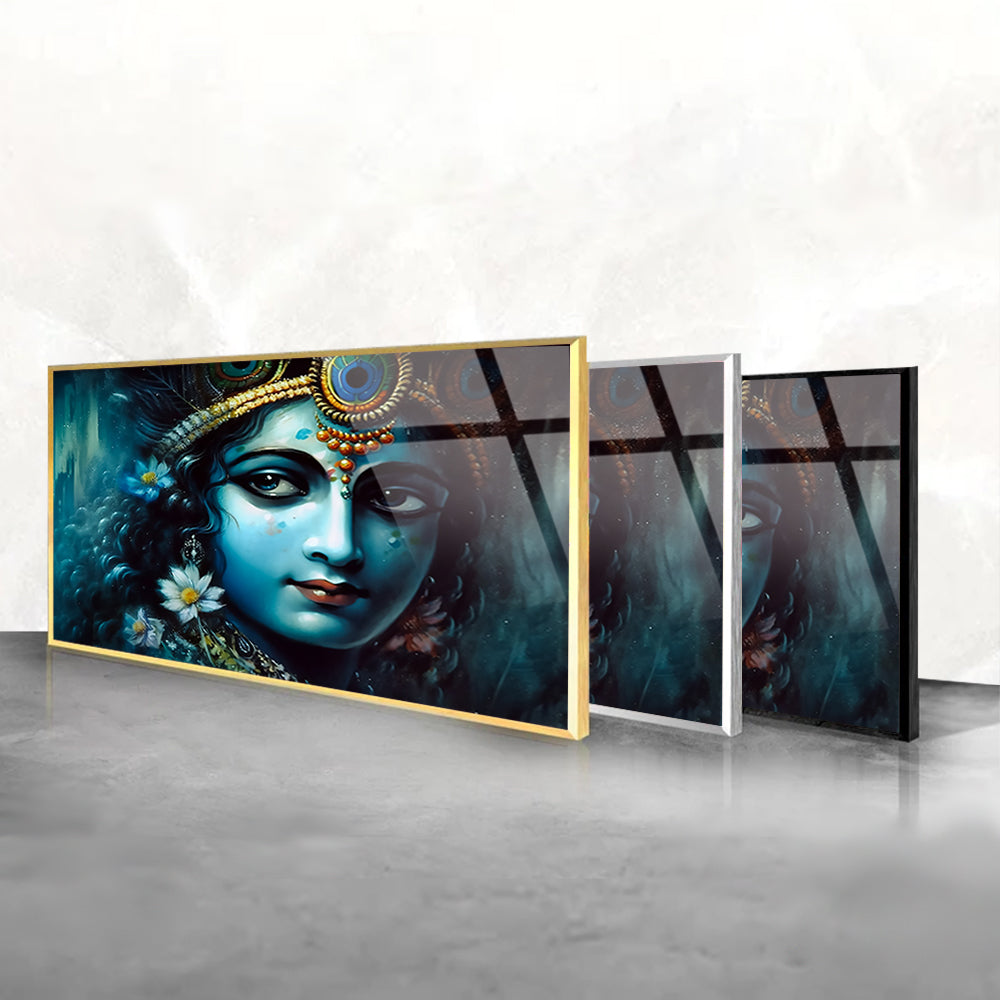 Krishna's Melody: Hindu God Krishna Painting