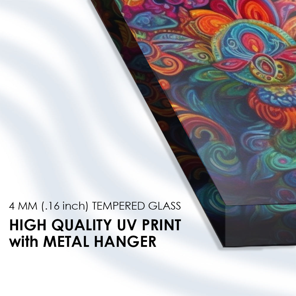 Divine Ganesha Glow: Lord Ganesha Glass Wall Art