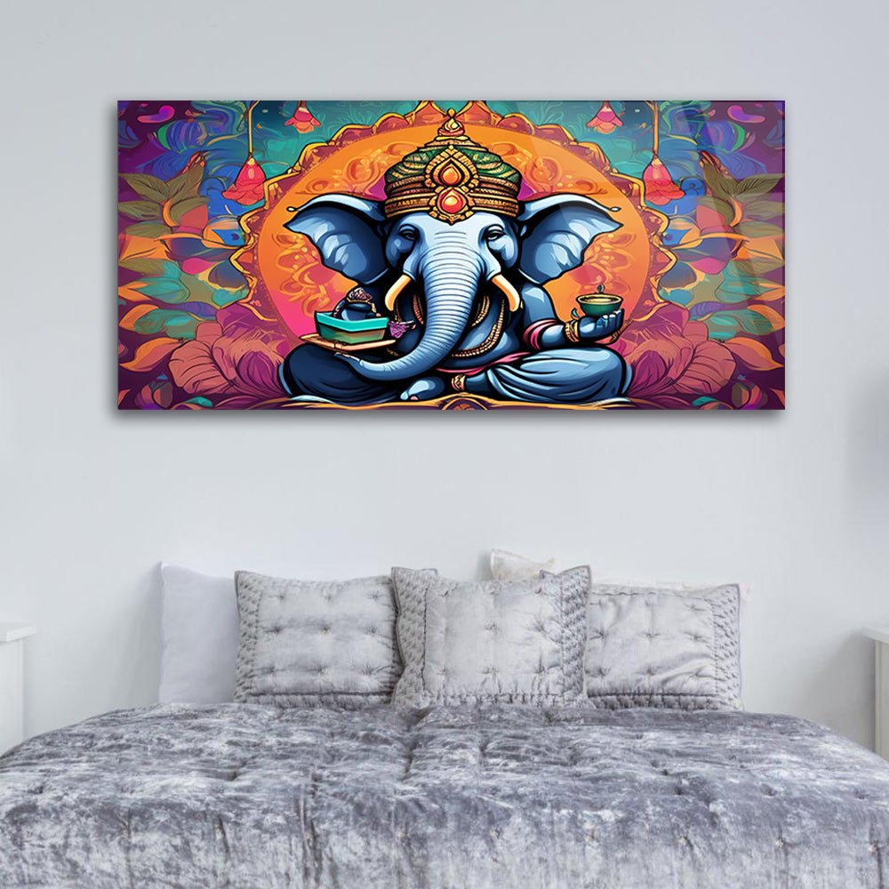 Classic Ganesha: Lord Ganesh Painting Glass Wall Art