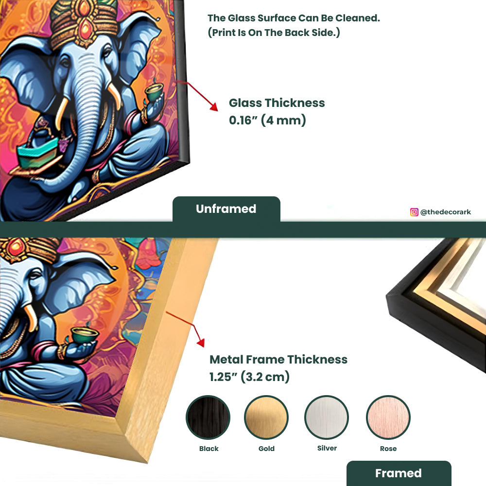 Classic Ganesha: Lord Ganesh Painting Glass Wall Art