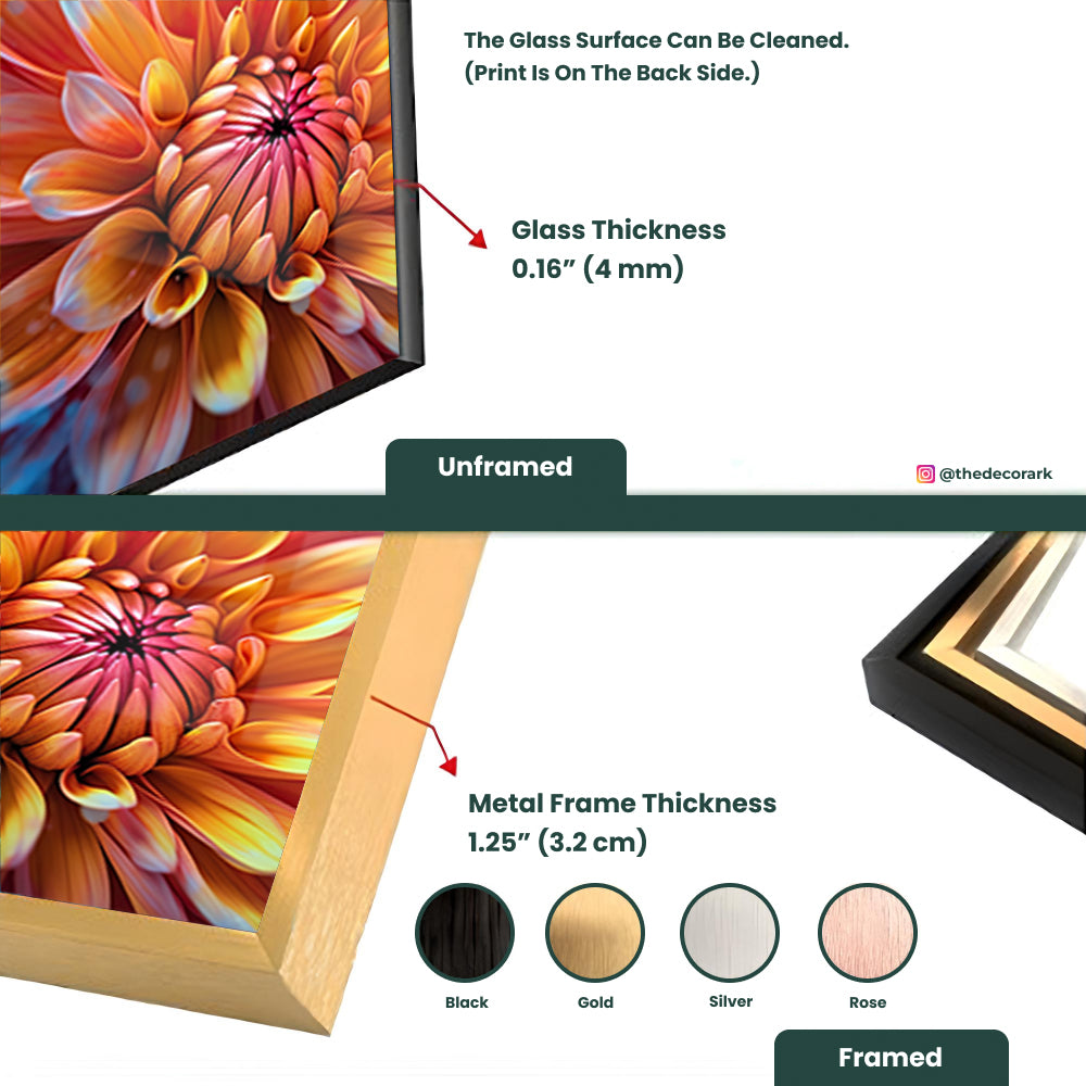 Colorful Blossom Tempered Glass Closeup Flower Art