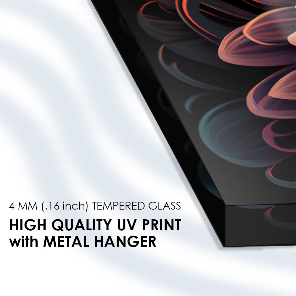 Abstract Bloom Symphony: Tempered Glass Beautiful Colorful Flower Design