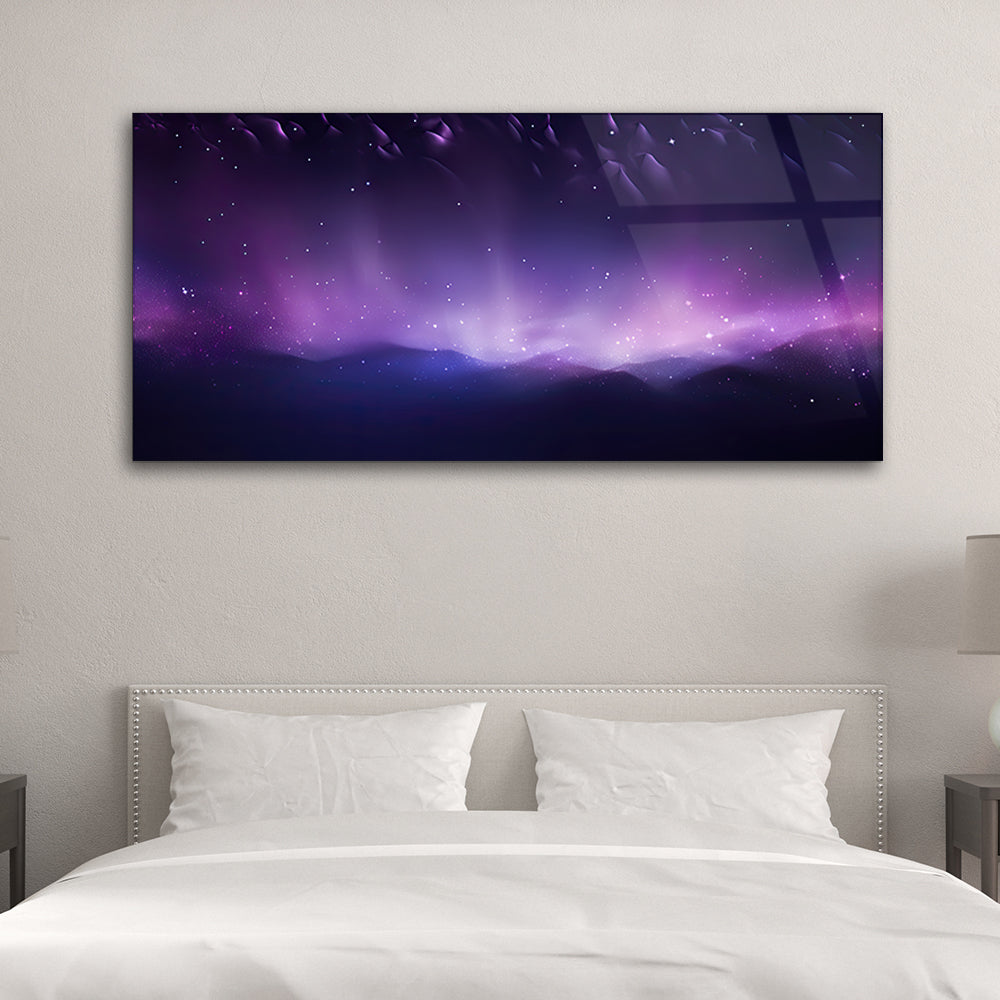 Galactic Violet Dreams: Tempered Glass Space Art
