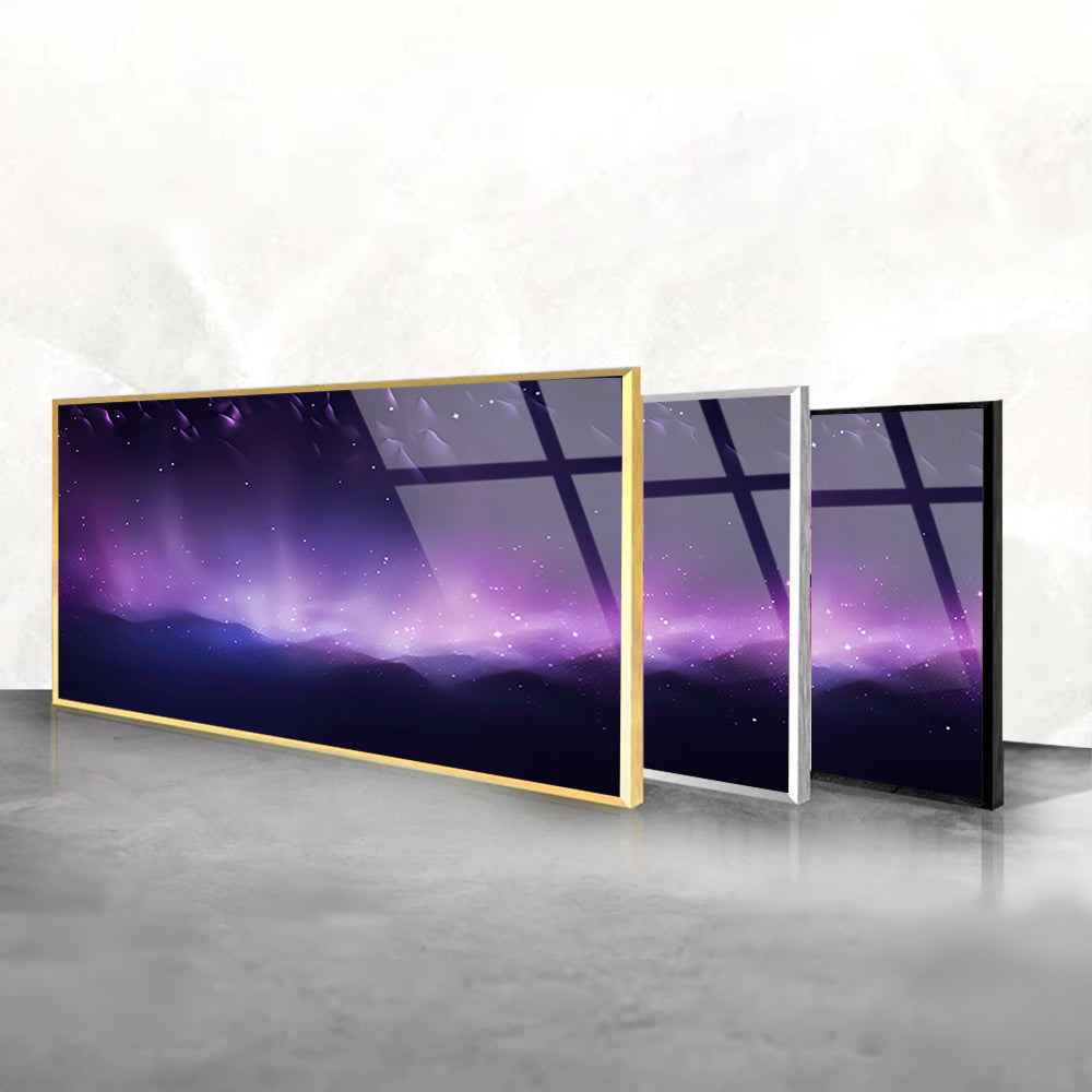 Galactic Violet Dreams: Tempered Glass Space Art