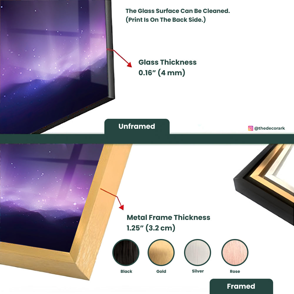 Galactic Violet Dreams: Tempered Glass Space Art