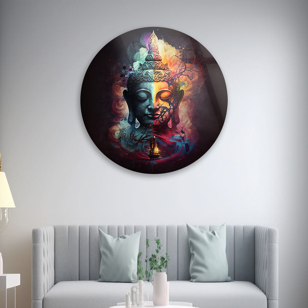 Colorful Buddha Radiance Tempered Glass Decor