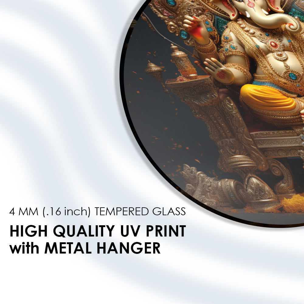 Divine Ganesha Aura Tempered Glass Art