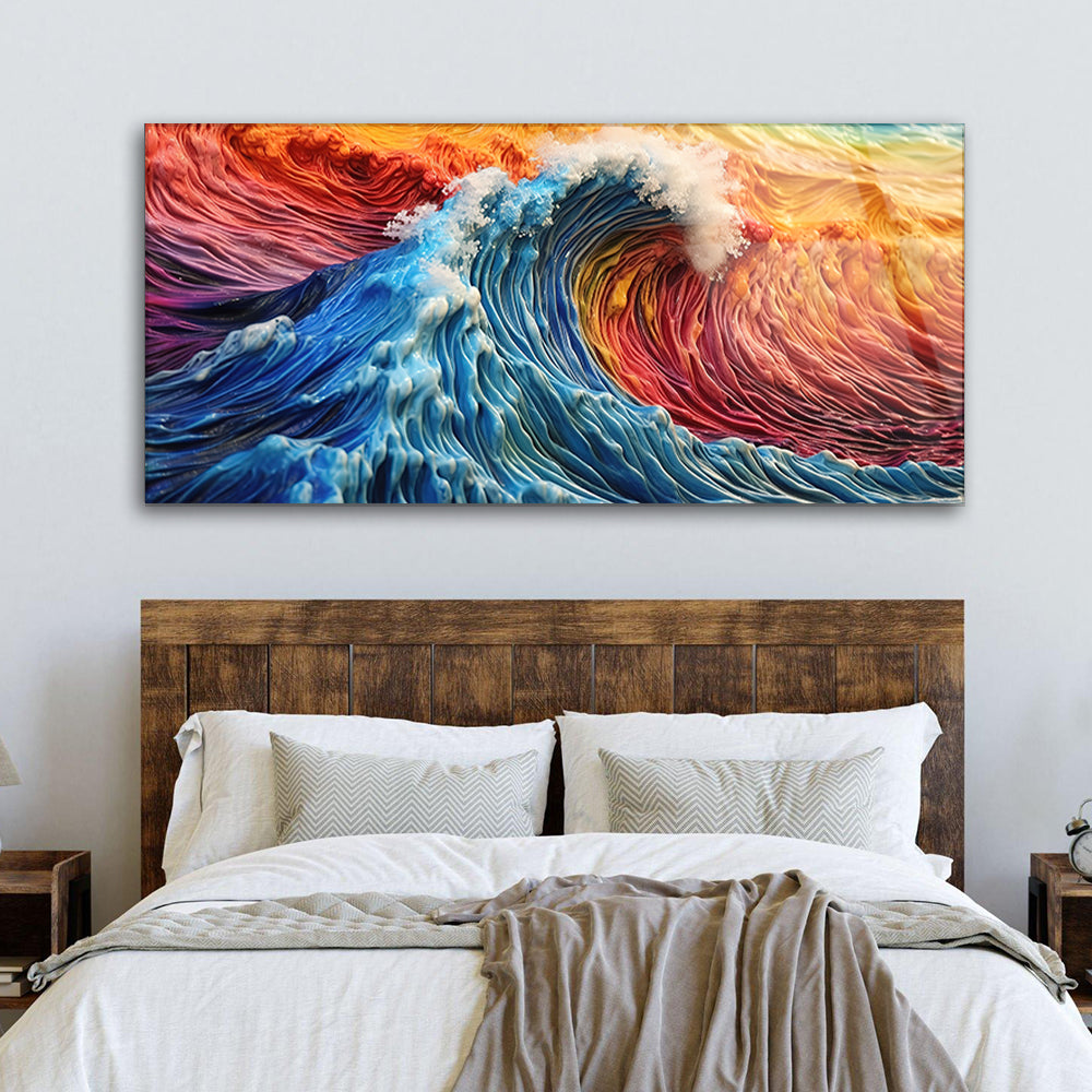 Vivid Ocean Wave Canvas: A Colorful Sea-inspired Masterpiece