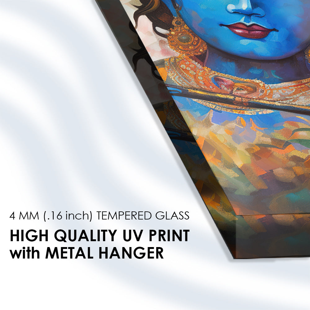 Modern Radha Krishna on Tempered Glass: Contemporary Devotion