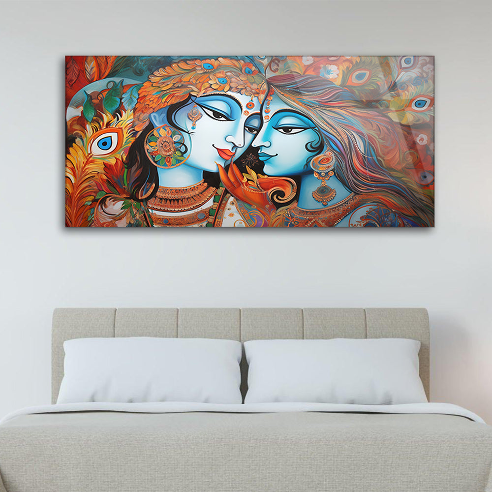 Religious Radha Krishna Glass Frame: Divine Decor for Your Home