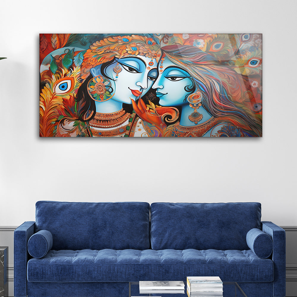 Religious Radha Krishna Glass Frame: Divine Decor for Your Home