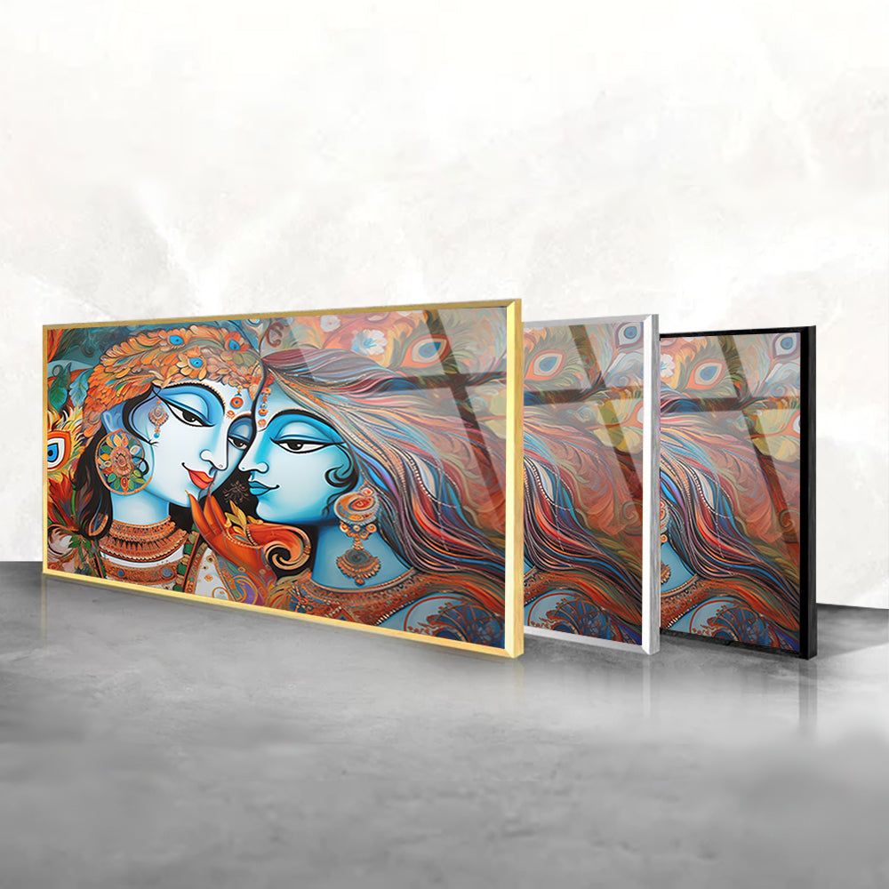 Religious Radha Krishna Glass Frame: Divine Decor for Your Home
