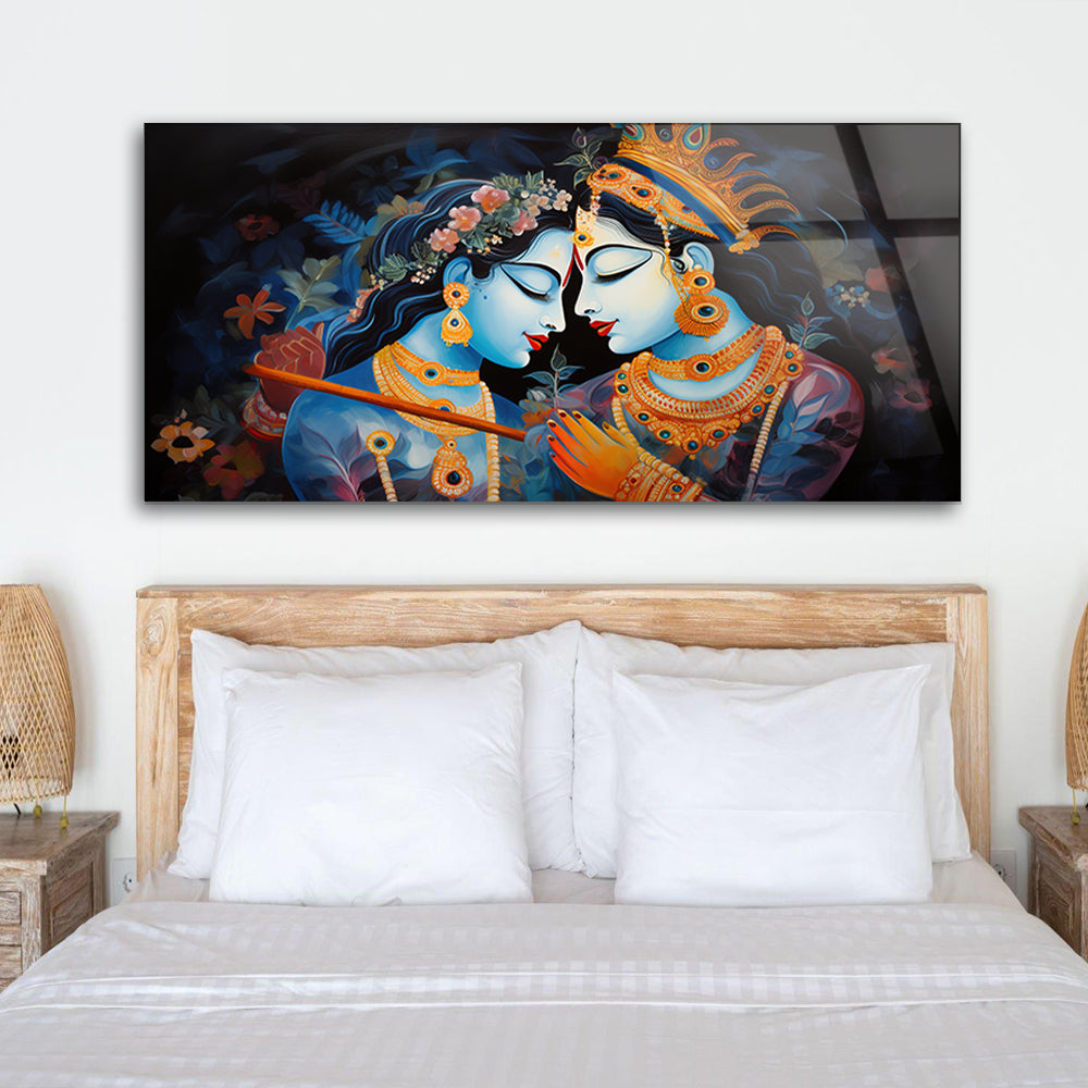 Divine Radha Krishna Glass Frame