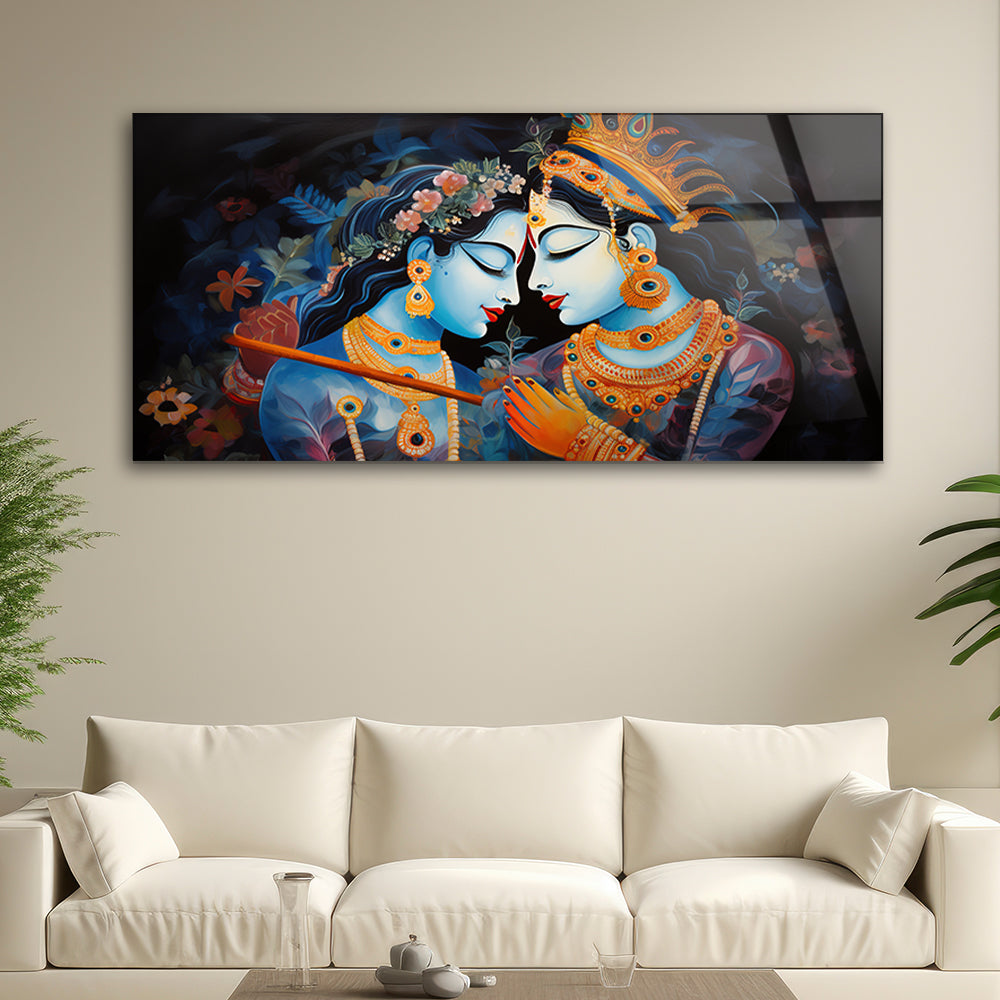 Divine Radha Krishna Glass Frame
