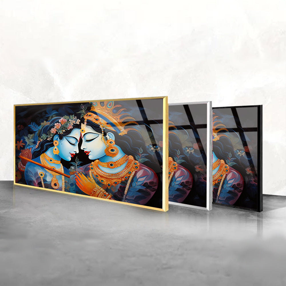 Divine Radha Krishna Glass Frame