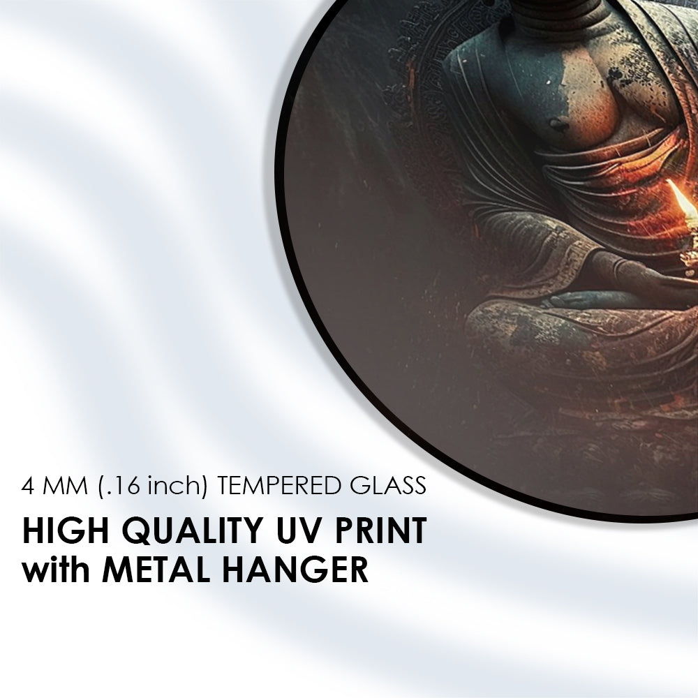 Sacred Buddha Form Tempered Glass Art