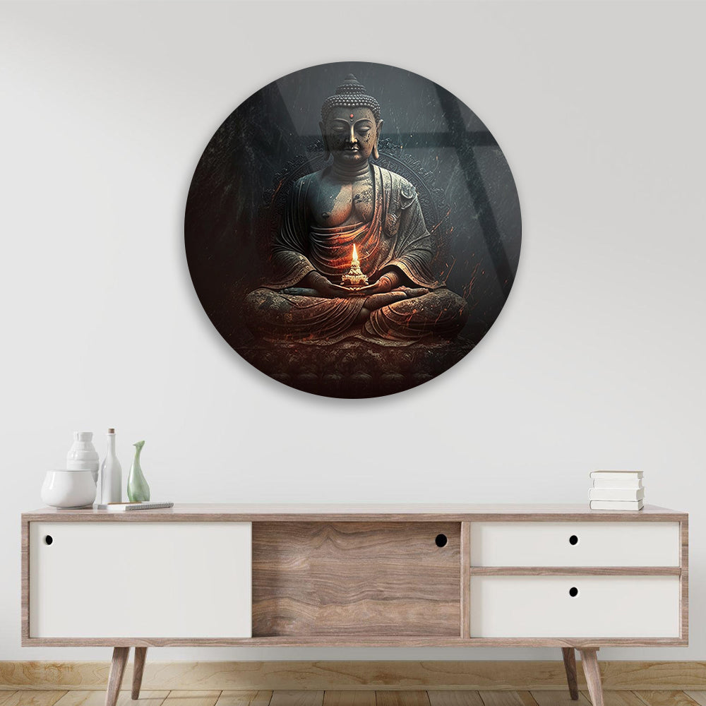 Sacred Buddha Form Tempered Glass Art