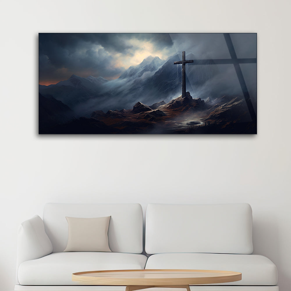 Religious Cross in Gloomy Weather: Symbolic Art