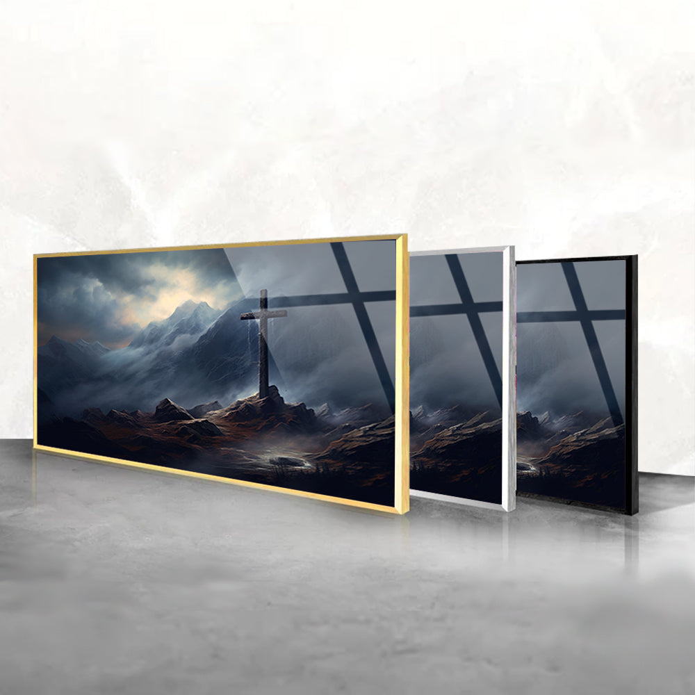 Religious Cross in Gloomy Weather: Symbolic Art