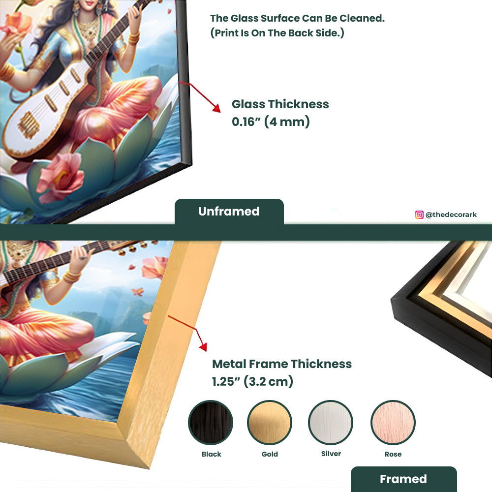 Saraswati Mata with Her Sitar: Hindu Goddess Portrait