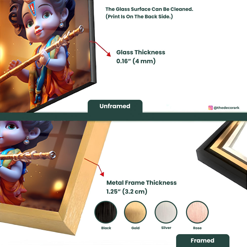 Little Krishna Holding a Flute: Divine Childhood Art