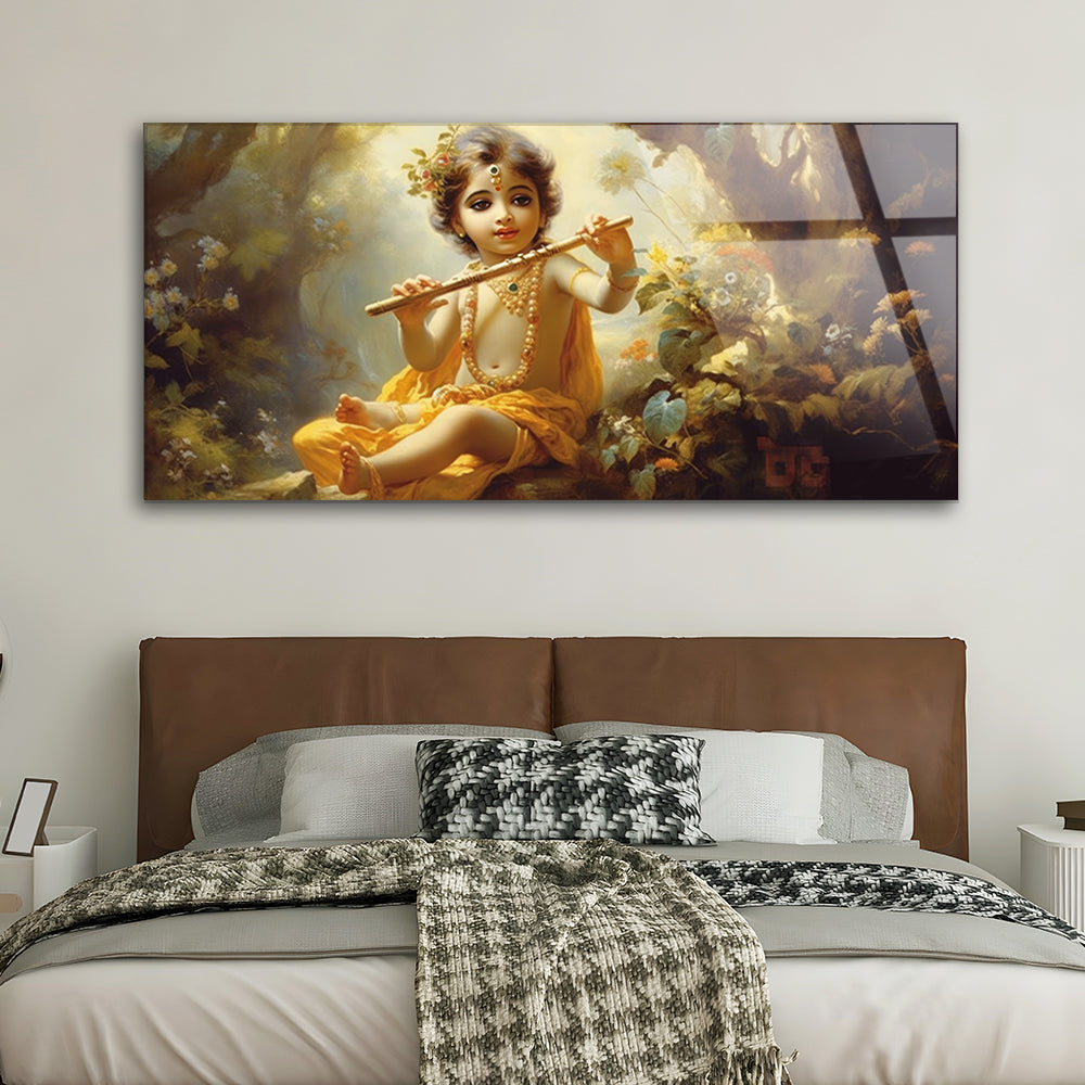 Portrait of Young God Krishna in the Forest: Divine Serenity