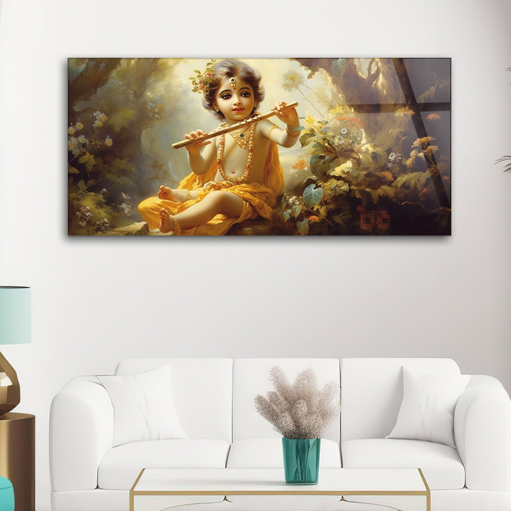 Portrait of Young God Krishna in the Forest: Divine Serenity