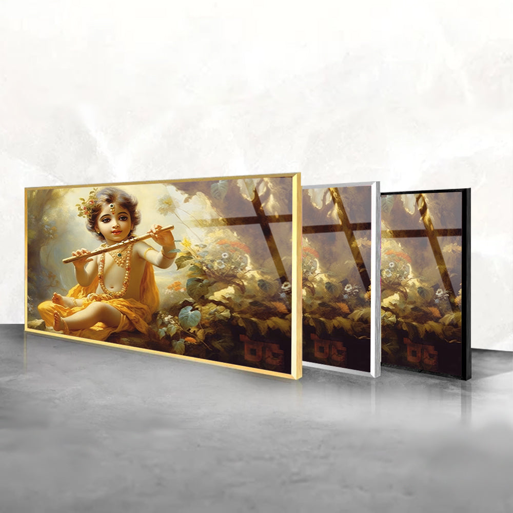 Portrait of Young God Krishna in the Forest: Divine Serenity